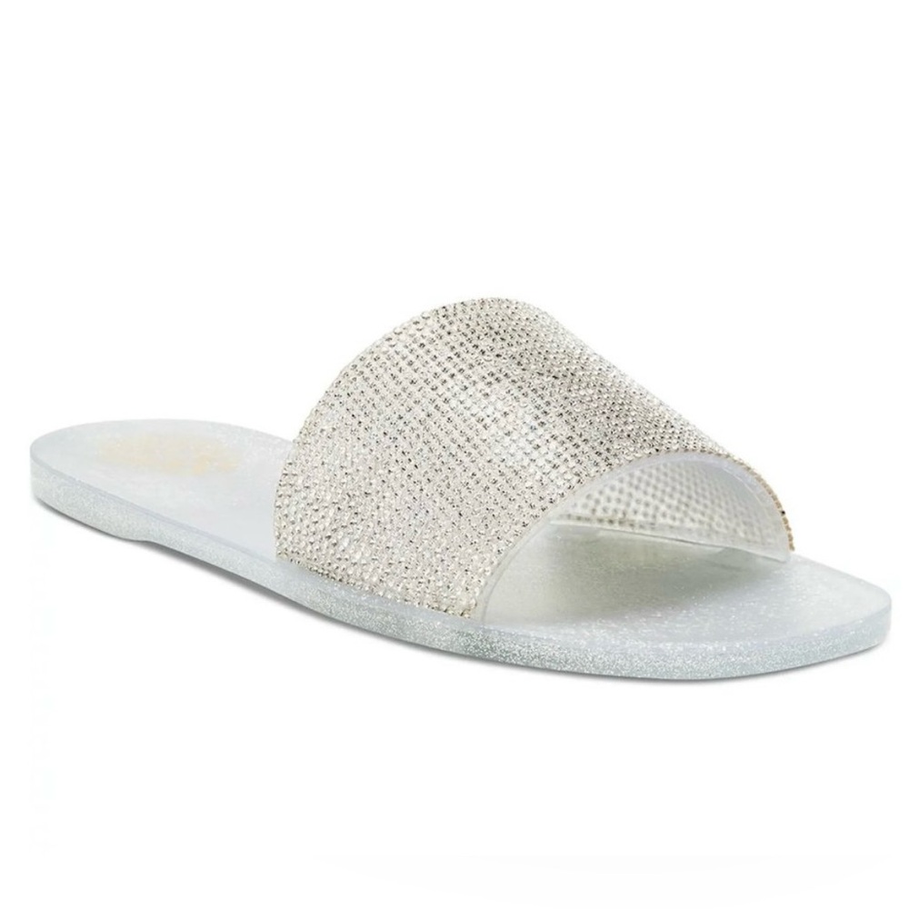 NEW Vince Camuto Women’s Jaquell Slide Sandal Metallic Silver Jelly 9 M